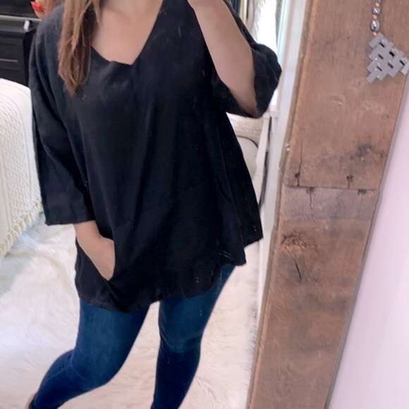 Bryn Walker black linen top size medium - Picture 1 of 8